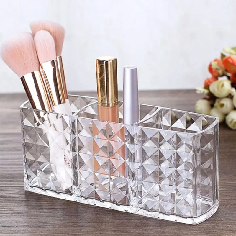3 Compartments Acrylic Brush Holder