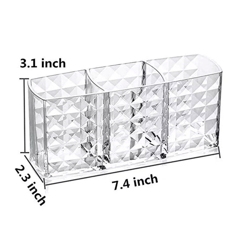 3 Compartments Acrylic Brush Holder