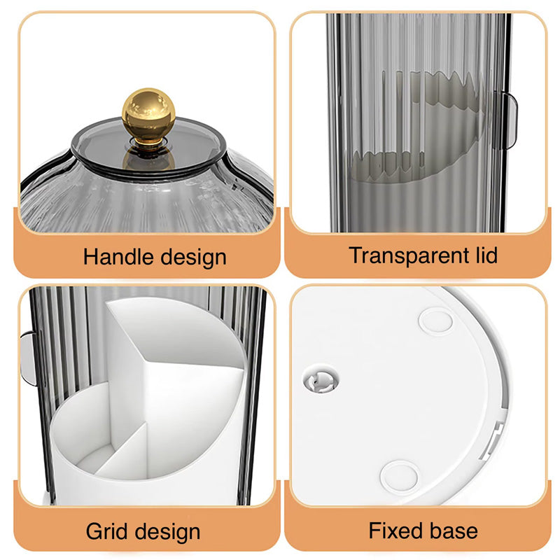 Rotating Makeup Brush Holder With Sliding Lid