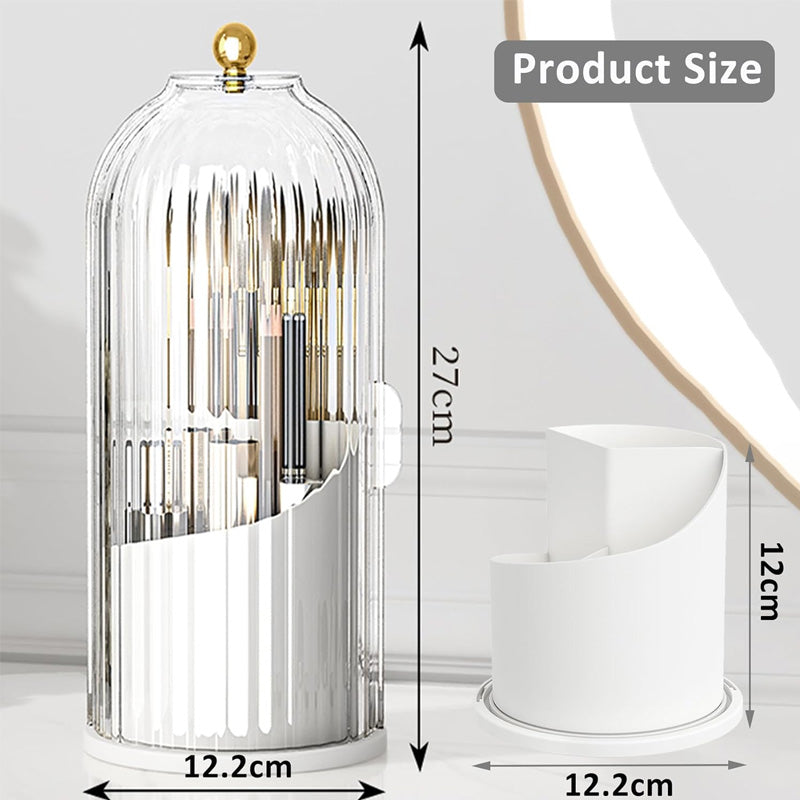 Rotating Makeup Brush Holder With Sliding Lid